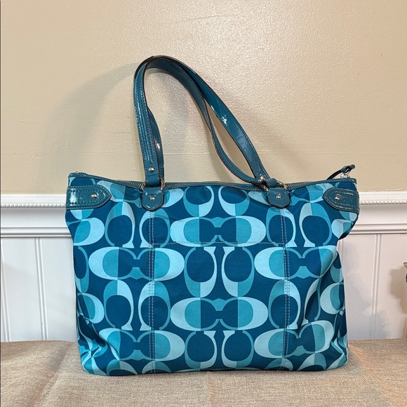 Coach Daisy Dream C Print Emma Tote in teal multi. MRSP $358 2013 - Picture 5 of 15